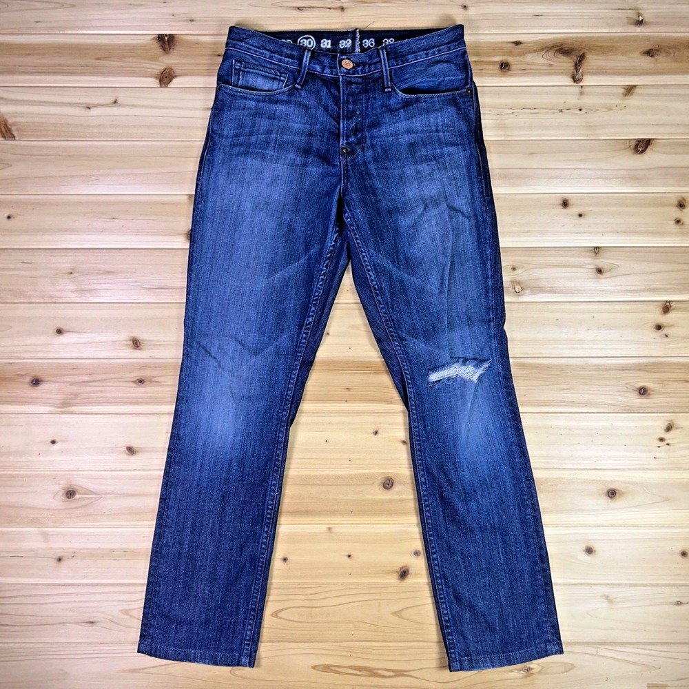 Earnest Sewn Jeans Mens 30x33 Distressed Kyrre.352 Parker Taper Leg Denim Blue